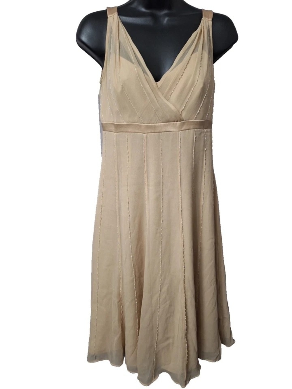 Sleeveless V-Neck Beige Women’s Dress